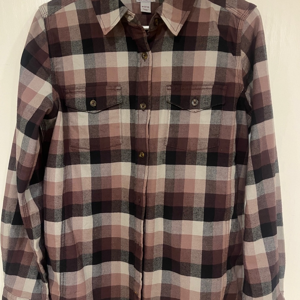 Carhartt Plaid Flannel Shirt in Black, White, and purple/brown